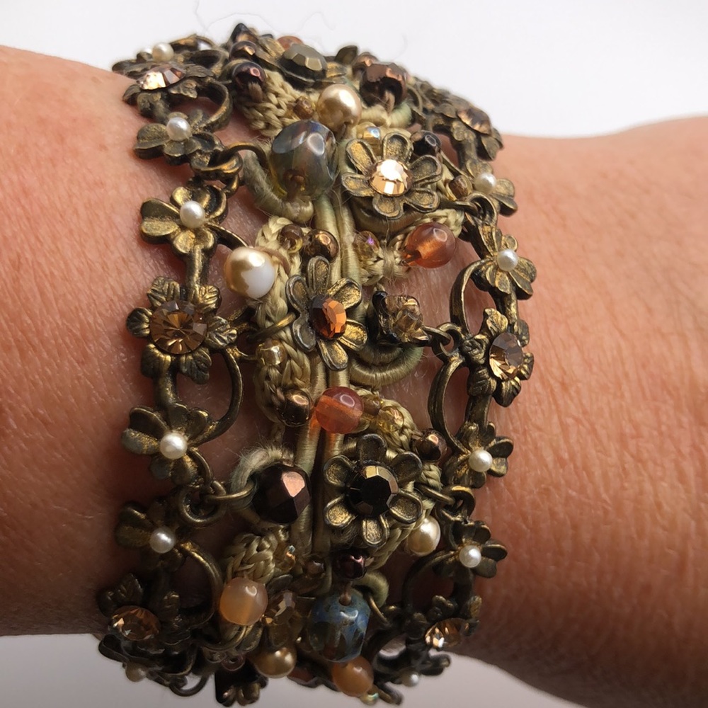VTG Michal Negrin large cuff bracelet One of a kind. Bohemian. Floral. Signed